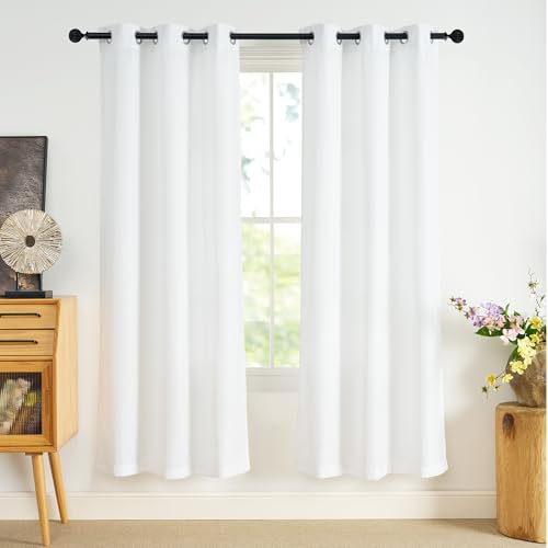 NICETOWN Sheer Curtains 72 inches Long Privacy Drapes for Bedroom Living Room - color: White, size: 37"W x 72"L (Pack of 2)