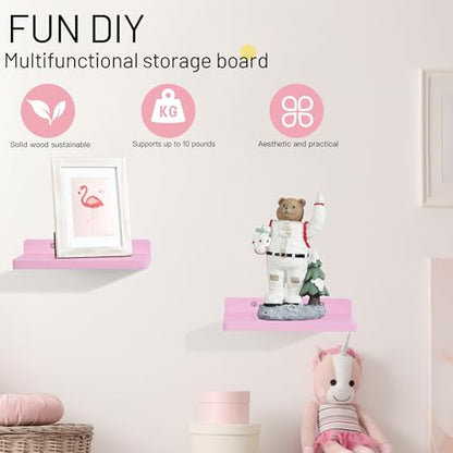 Small Floating Shelves for Wall,5 x 8.5 Inch,Set of 3,Pink - color: Pink