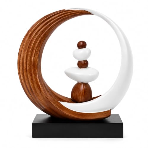 Modern Decorative Sculpture for Living Room Bookshelf Home Decor - color: Wood Grain and White