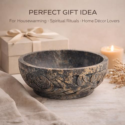 Marble Soapstone Smudge Pot Stone Bowl, 5 Inch