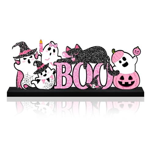 Halloween Pink Table Decorations Centerpiece, Metal Table Sign - style: Pink Ghosts