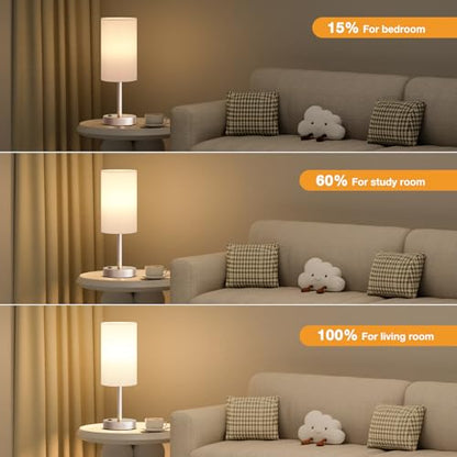 17.4" Antique White Lamp for Bedroom - Dimmable Touch, USB A+C, AC Outlet - color: White - Antique White, size: 17.4"