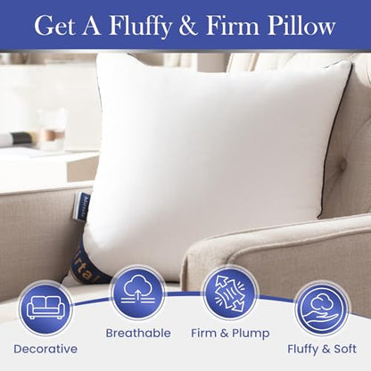 Mirtala 18"x18" Pillow Inserts Set of 2 with 100% Cotton Cover Decorative Square Throw 18" Pillows Living Room, Sofa, Couch, and Bed-White - size: 18 x 18-Inch