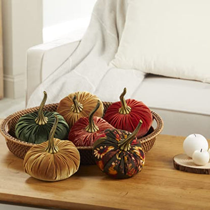 Your Heart's Content Fall Floral 6.25 inch Velvet Pumpkin (Fall Floral) - color: Fall Floral