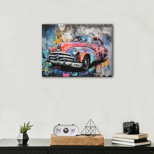 AIYISU Banksy Wall Art Graffiti Car Posters Abstract Street Pop Art Wall Decor Watercolor Canvas Prints Colorful Retro Vehicle Painting Modern Artwork for Men Boys Bedroom Home Decoration 12x16 - color: Banksy Car, size: 16"L x 12"W
