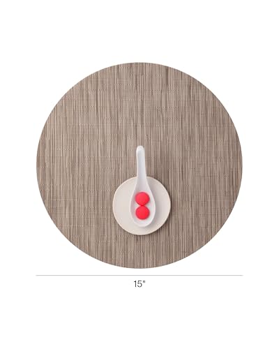 Chilewich Bamboo Placemats Set of 4, Round Woven Placemats - color: Dune, size: 15" Round