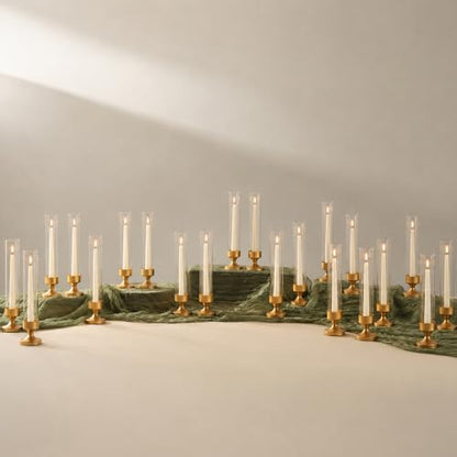 NUPTIO Hurricane Glass Candle Holder: Set of 24 Gold Candleholders Bulk - size: 24 pcs