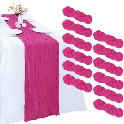 12 Pack Hot Pink Cheesecloth Table Runner 35 x 120 Inch - color: Hot Pink, size: 12 Pcs - 10 Ft