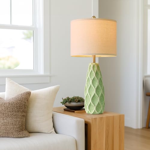 Ceramic Table Lamps Set of 2, 27.5" Green Lamps for Bedroom Living Room - color: Green, size: Large - 27.5’‘