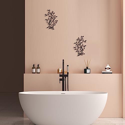 Metal Tree Leaf Wall Decor, Olive Branch Art Bed Hanging Sculptures. - color: Olive Branch-Black