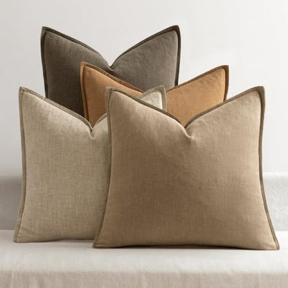 MIULEE Dark Brown Boho Linen Pillow Covers 18x18 Inch Pack of 4 - color: Dark Brown, size: 18" x 18" (Pack of 4)