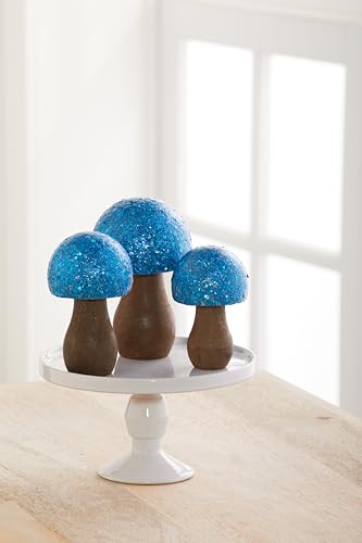 Your Heart's Content Glitter Mushrooms, Set of 3 (Blue) - color: Blue Glitz 3