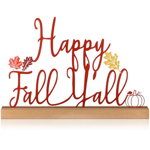 Yaocom Happy Fall Sign Autumn Table Centerpiece Metal Letter Decor 13.78" - style: Fall