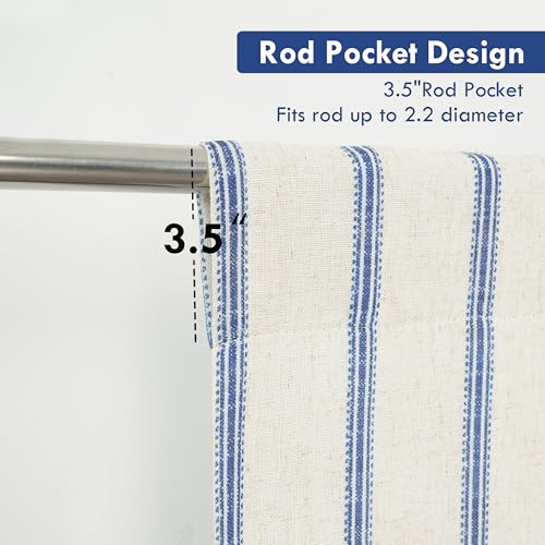 DriftAway Farmhouse Double Layer Linen Blackout Tie Up Curtains Thermal Insulated Vertical Striped Fully Lined Balloon Roman Shade Bathroom Window Adjustable Rod Pocket 25 Inch by 47 Inch Navy - color: Navy Blue, size: 25"W x 47"L (Pack of 1)