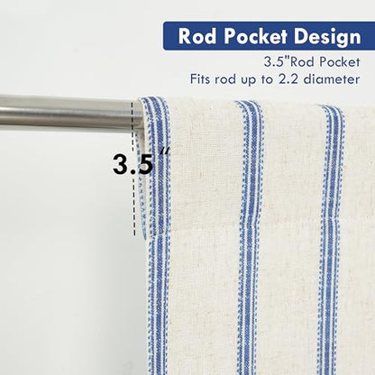 DriftAway Farmhouse Double Layer Linen Blackout Tie Up Curtains Thermal Insulated Vertical Striped Fully Lined Balloon Roman Shade Bathroom Window Adjustable Rod Pocket 25 Inch by 47 Inch Navy - color: Navy Blue, size: 25"W x 47"L (Pack of 1)