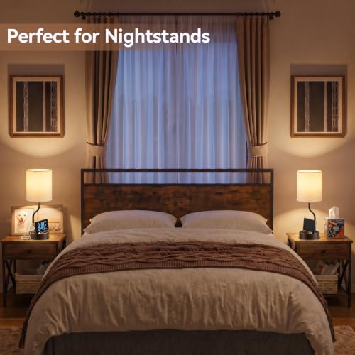 Fenmzee Bedside Lamps for Bedroom Set of 2-18" Brown Table Lamp for Desk - color: Cream & Coffee