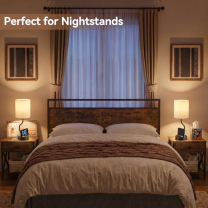Fenmzee Bedside Lamps for Bedroom Set of 2-18" Brown Table Lamp for Desk - color: Cream & Coffee