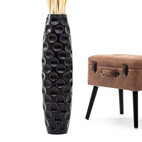 Leewadee Large Floor Vase 26 inches Mango Wood for Pampas Grass, Dried Flowers - color: Black, size: 26 inches