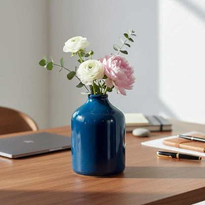 Sunddo Navy Blue Ceramic Vase, 7 Inch - color: Dark Blue, size: 7 inch