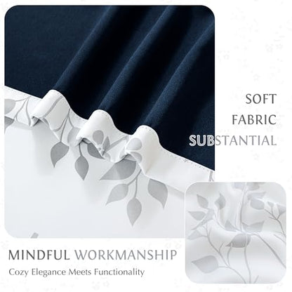 Beauoop Floral 100% Blackout Curtains Bedroom Grey White 52X108 2 Panels - color: Grommet | Grey, size: 52"W x 108"L (Pack of 2)