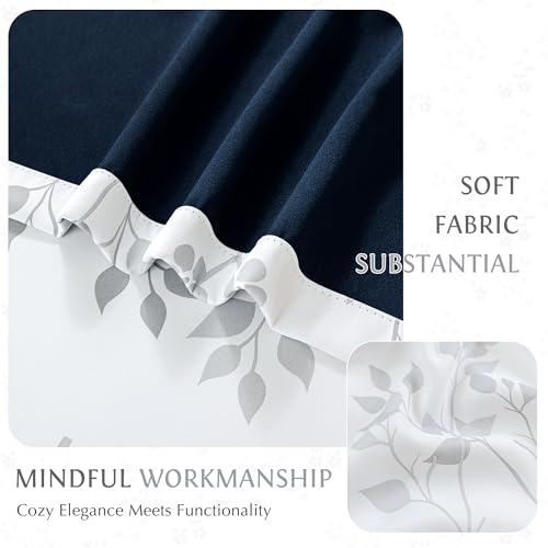 Beauoop Floral 100% Blackout Curtains Bedroom Grey White 52X108 2 Panels - color: Grommet | Grey, size: 52"W x 108"L (Pack of 2)