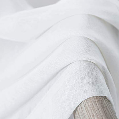 DUALIFE White Sheer Curtains 95 Inch Length,Linen Look Semi Sheer Curtain Drapes for Living Room Bedroom Nursery Kitchen Bathroom,Privacy Voile Window Treatment Panels,White,52 x 95 Inches,Set of 2 - color: White, size: 52"W x 95"L (Pack of 2)