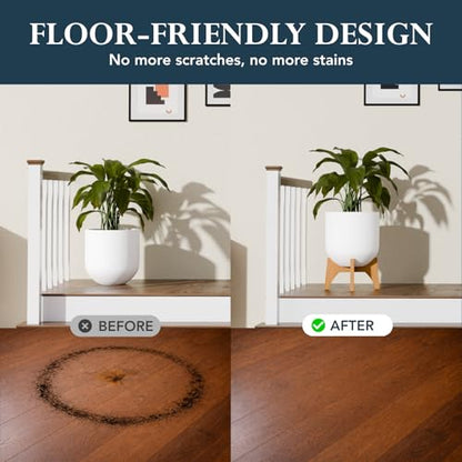 KUTE NEST 8.8" H x 14" W Acacia Solid Wood Plant Stand - Golden Teak - color: Golden Teak, size: Low - Small - 8.8"H x 14"W