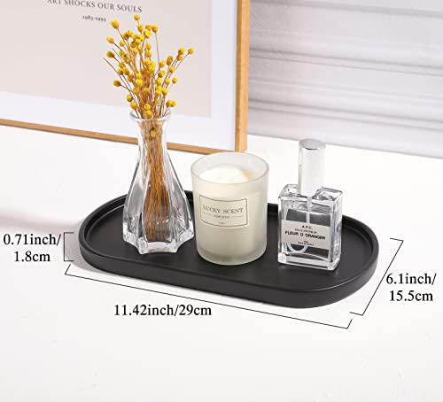 Luxspire 11.4" Oval Bathroom Tray for Countertop Organizer, Matte Black - color: Matte Black, style: Medium