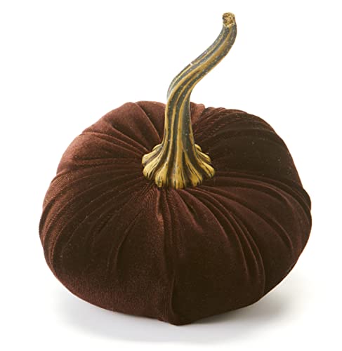 Your Heart's Content Brown 6.25 inch Velvet Pumpkin (Brown) - color: Brown