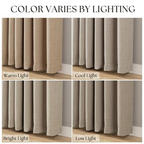 Taupe Neutral Linen Privacy Curtains 84 Inches Long for Living Room - color: Burlywood Birch, size: 52"W x 84"L (Pack of 2)