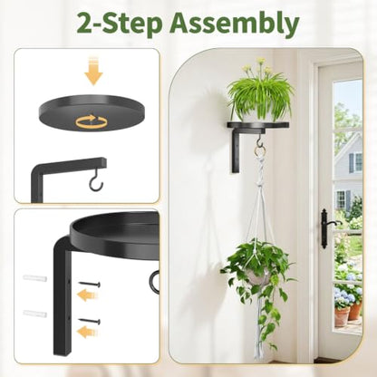 LASZOLA Plant Hanger Holder Wall Indoor with Macrame Hangers, 2 Pcs Black - color: Deep Black, size: 2