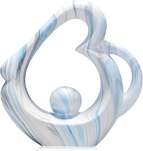 Ceramic Heart Sculpture Home Decor, Blue Abstract Statue Unique Gift Women - color: Blue Marble 11474