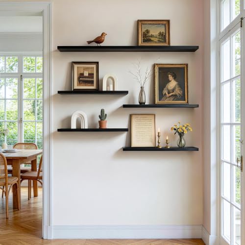 BAYKA Black Floating Shelves 22.5in, Set of 3, Wall Mounted for Wall Decor - color: A. Black - Universal Classic Style, size: 22.5inches