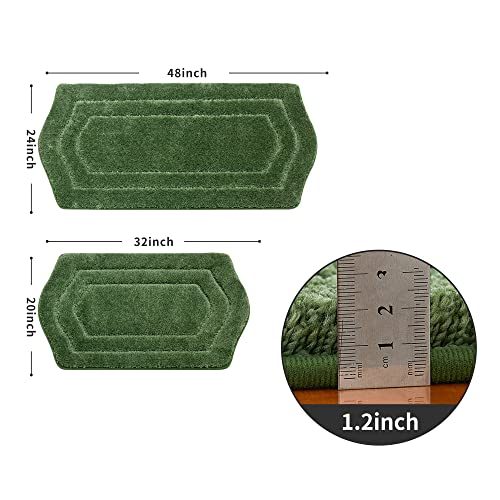 COSY HOMEER Plush Non-Slip Bath Mat Set, Green, 20"x32" + 24"x48" - color: Green, size: 20" x 32" + 24" x 48"