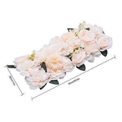 10 Pcs Wedding Dining Table Flower Centerpiece 20.5x11 Inch, Champagne Silk Rose Flower Arrangement For Table Reception Decorations, Artificial Centerpiece For Kitchen Living Room Home Decor