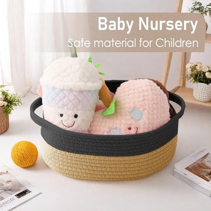 JMvicyroam Small Woven Basket, Empty Gift Basket, Black&Jute/1 Pack - color: Black&Jute, size: 1 Pack