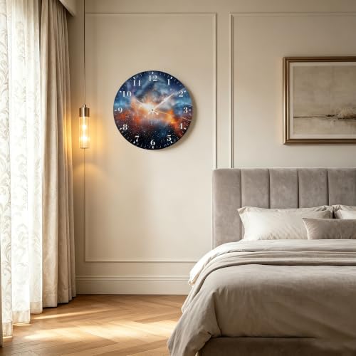 12" Silent Wall Clock, Round Wall Clock, Dazzling Galaxy Starry - color: Dazzling Galaxy Starry
