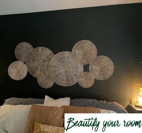 ARTIVEA Extra Large 21 Inch boho woven basket wall decor set of 8 | hanging woven boho wall baskets decor set (21, 19, 15, 15, 12, 12, 9, 9) | decorative wall baskets decor | wicker basket wall decor