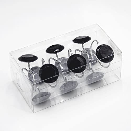 Crystal Diamond Round Shower Curtain Hooks Rings for Bathroom,Black,12PCS - color: Black