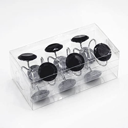 Crystal Diamond Round Shower Curtain Hooks Rings for Bathroom,Black,12PCS - color: Black