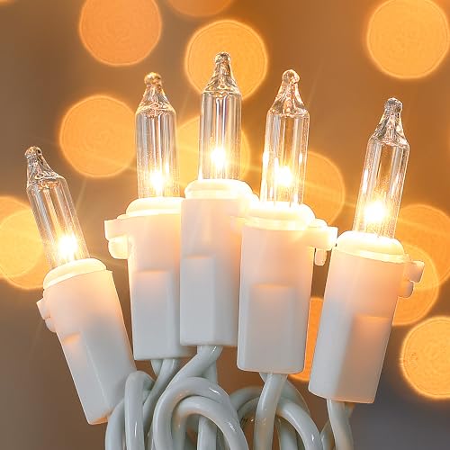 Warm White Christmas Mini Lights, 23FT 100 Count with White Wire - color: Warm White