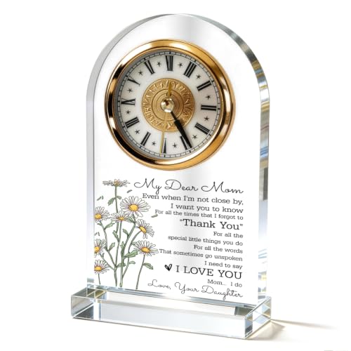 WKYAER Acrylic Clock for Mom, Thank You Mom Keepsake, Heartfelt, Inspirational Timepiece, Beautiful Desk Decor, Sentimental Gift for Mother, 4.3 x 7.8 in - color: Gift 19