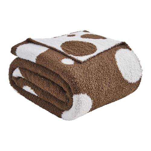 CozeCube Reversible Knitted Throw Blanket, Brown White Polka Dot, 50"x60" - color: D-brown and White, size: 50"x60"