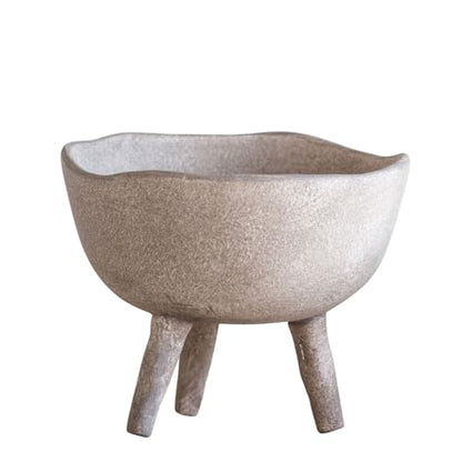Creative Co-Op Boho Terracotta Footed Planter with Organic Edge, Matte Taupe 4"(Pack of 6) - color: Matte Taupe, size: 4" (Pack of 6)