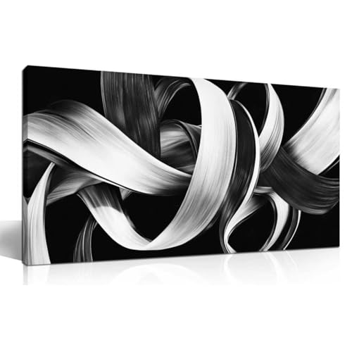 Modern Abstract Wall Art Black and White Curve Line Decor 20"X40" - size: 20"L x 40"W