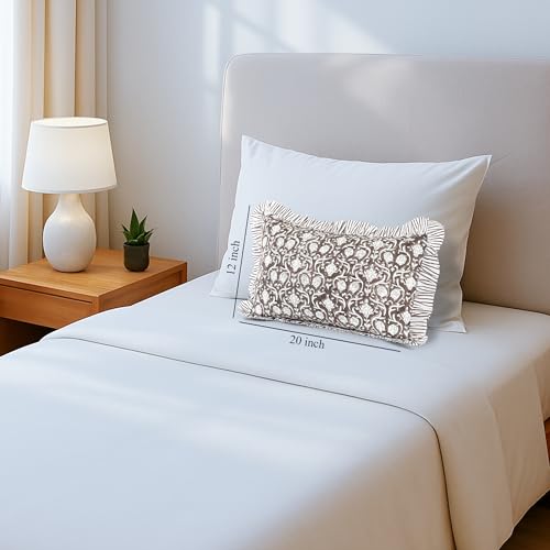 CPC Mocha Regal Block Print Ruffle Sham Pillow Cover 12x20 Inch, Pack of 1 - color: Mocha Regal, size: 20" x 12" (Pack of 1)