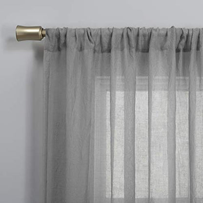 No. 918 Genevieve 2-Pack Linen Weave Sheer Semi-Sheer Rod Pocket Curtain Panel Pair, Gray, 50"W x 84"L (2 Panels) - color: Grey, size: 50"W x 84"L (Pack of 2)