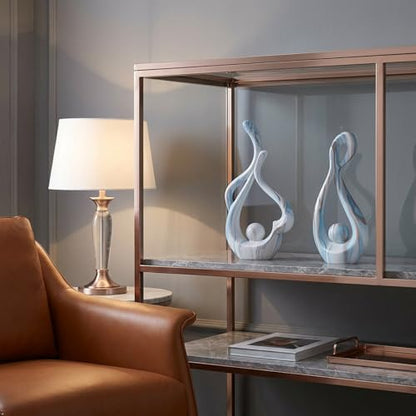 Blue Marble Abstract Sculptures Set of 2, Coffee Table Centerpiece - color: Blue Marble Set 9697&11473