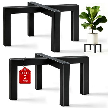 14" Metal Plant Stand Indoor Outdoor, 2 Pack, Heavy Duty Pot Risers - size: 14 IN