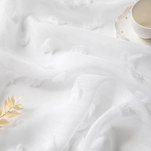 MYSKY HOME White Sheer Curtains 36 inch Length for Small Window,2 Panels - color: 1-white, size: 26"W x 36"L (Pack of 2)